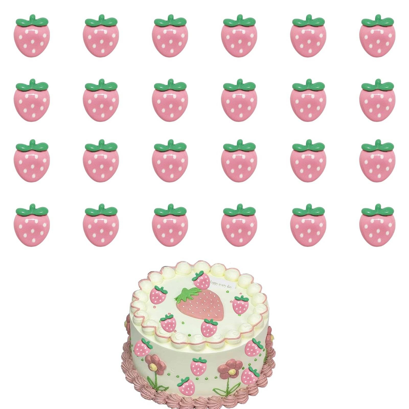 Version 1.0.0 25 PCS Red Strawberry Cupcake Toppers Mini Strawberry Cupcake Picks Sweet Fruit Baby Shower Birthday Wedding Party Baby Shower Summer Garden Party Decoration Supplies (red) - Image 1