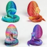 4 Rainbow Snake Eggs | Articulated Fidget Toy, Fantasy Desk Decor - Image 2