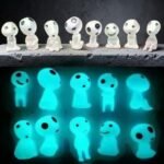 10Pcs Glow in Dark Kodama Spirits | Luminous Resin Mini Garden Decor Fairy Shelf Gift Set - Image 3