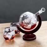 World Globe Whiskey Decanter Set | Etched Glass 900ML Barware Gift - Image 10