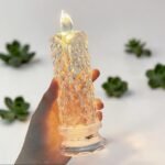 Crystal LED Candle Lamp | Rose Projection Flameless Wedding Table Light Gift - Image 3