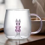 Handmade Animal Glass Mug | Clear Glass Cup with Handle | Creative 3D Cactus Rose, Duck, Flamingo | Creative Drinkware | Unique Gift Glass - Image 5