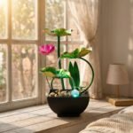 Lotus Tabletop Water Fountain with LED Lights | Zen Indoor Water Fountain | Natural Rocks Waterfall | Relaxing Home Accent Fountain - Image 6