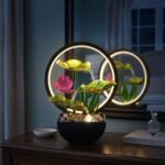 Lotus Tabletop Water Fountain with LED Lights | Zen Indoor Water Fountain | Natural Rocks Waterfall | Relaxing Home Accent Fountain - Image 5