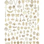 100 PCS Gold Tone Alloy Charms Bulk Set | Mixed Pendants for Jewelry Making Crafts
