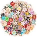 100PCS Enamel Flower Charms | Assorted Pendants for DIY Jewelry Making
