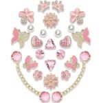 24PCS Bling Shoe Charms | Pearl Butterfly Flower Chain Accessories for Clogs Sandals