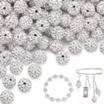 10mm White Rhinestone Disco Ball Beads | DIY Jewelry Making Supplies