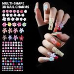 24 Grid Nail Charms Kit | AB Rhinestones, Gold Pearls, 3D Flowers, Y2K Nail Art - Image 2