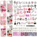 Pink Y2K Junk Case Charms Kit | Glitter Resin Bows, Butterflies, Stars, Letters