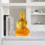 Medicine Buddha Statue Decor | Yellow Meditation Figurine | Spiritual Home Decor | Yoga Room Accent | Peaceful Zen Gift - Image 8