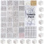 1650PCS Letter Beads Kit | Alphabet Beads with Extra Vowels, Numbers for Bracelets DIY Jewelry