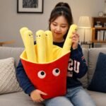 French Fries Plush toy | Smiling French Fries | Emotional Support Food Plush Pillow | Cute Fries Cushion | Happy smiling Face Stuffed Fries - Image 3