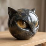 Handmade Cat Head Statue | Resin Cat Figurine | Gothic Witchy Pet Desk Ornament | Pet desk Ornament | Gift for Cat Lovers - Image 2