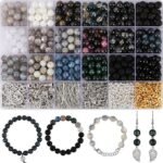 18 Color Glass Beads Jewelry Making Kit | Crystal Lava Stone Beads for Bracelets Necklaces