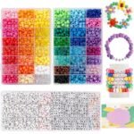 Pony Beads Friendship Bracelet Kit | 48 Colors Kandi, Letter Beads DIY Jewelry Set
