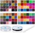 Glass Beads Jewelry Making Kit | 48 Colors 2MM Seed & 7MM Tube, Needles, String