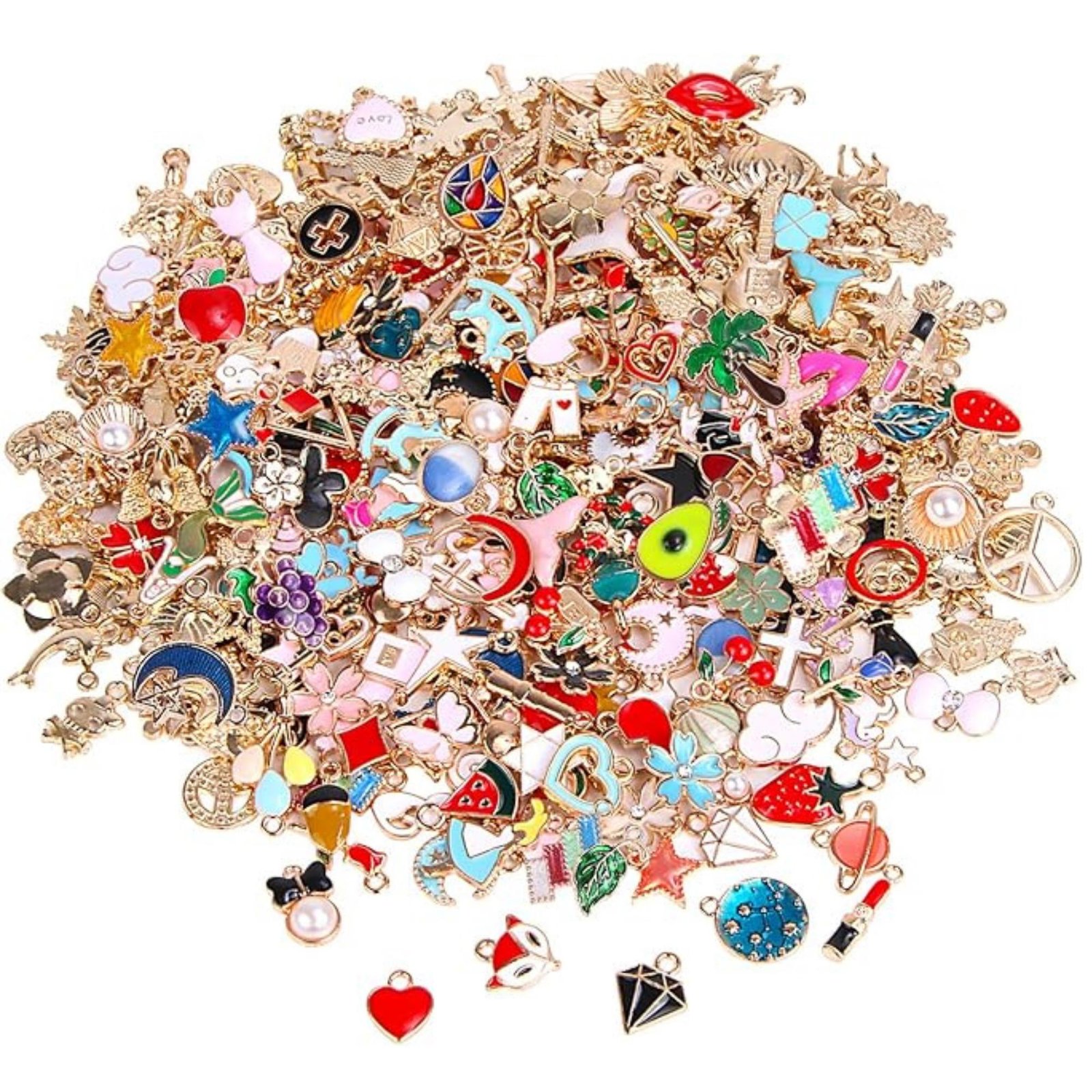 il_fullxfull.8016849607_cdjk-1.jpg 350PCS Gold Plated Enamel Charms | Assorted Pendants for DIY Jewelry Crafts - Image 1