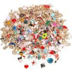 350PCS Gold Plated Enamel Charms | Assorted Pendants for DIY Jewelry Crafts