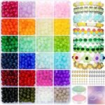 Glass Crystal Beads Bracelet Making Kit | 6mm Round Beads, 24 Colors DIY Jewelry