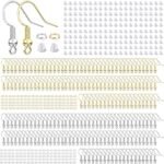 600PCS Hypoallergenic Earring Hooks Kit | Silver Gold Jump Rings Backs for Jewelry Making