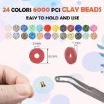 8000PCS Clay Beads Bracelet Making Kit | 24 Colors Heishi Polymer Beads with Charms Set - Image 2