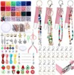 Graduation Lip Gloss Keychain Kit | 3600 Clay Beads, 48 Keychains, Bag Charm Jewelry Set