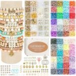 10500PCS Clay Beads Bracelet Making Kit | 3 Boxes Letter Beads Charms & Elastic String Set