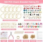 342PCS Gold Charm Bracelet Making Kit | Paperclip Chain Set with Charms Jump Rings & Tools - Image 2