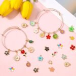 100PCS Enamel Flower Charms | Assorted Pendants for DIY Jewelry Making - Image 4