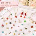 100PCS Enamel Flower Charms | Assorted Pendants for DIY Jewelry Making - Image 6