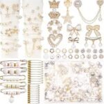60PCS Gold Brooch Pins Kit | Pearl Rhinestone Safety Pins for Sock Decoration