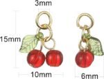 Red Cherry Charms Set | Glass Acrylic Fruit Pendants for DIY Jewelry - Image 3
