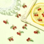 Red Cherry Charms Set | Glass Acrylic Fruit Pendants for DIY Jewelry - Image 7