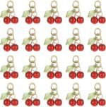 Red Cherry Charms Set | Glass Acrylic Fruit Pendants for DIY Jewelry