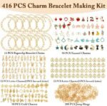 Gold Charm Bracelet Making Kit | Paperclip Chains, Assorted Charms, Jump Rings