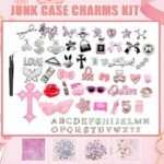 Pink Y2K Junk Case Charms Kit | Glitter Resin Bows, Butterflies, Stars, Letters - Image 6
