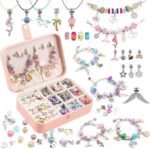 120PCS Charm Bracelet Making Kit | DIY Jewelry Craft Set Girls Ages 5-12 (Portable Box)