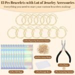 478PCS Gold Charm Bracelet Making Kit | Paperclip Chains Charms Pliers Box & Gift Bags - Image 3