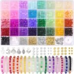 6mm Glass Crystal Beads Kit | 34 Colors, Charms for DIY Jewelry Making