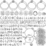 469PCS Silver Charm Bracelet Making Kit | Bangles Paperclip Chains Alphabet Charms & Toggle Clasp