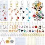 588PCS Keychain Making Kit | Gold Silver Charm Set with Chains Clips Letter Beads