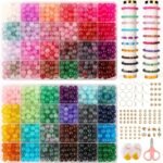 Crystal Glass Beads Kit | 48 Colors 8mm Round Beads for Jewelry Making