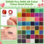Glass Beads Jewelry Making Kit | 48 Colors 2MM Seed & 7MM Tube, Needles, String - Image 3