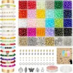 1400PCS 6MM Glass Crystal Beads Bracelet Making Kit | 24 Colors DIY Jewelry Set
