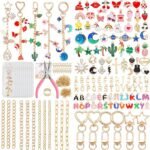 Lip Gloss Keychain Making Kit | 352PCS DIY Charm Set with Clips, Pliers, Gift Bag