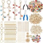 485PCS Gold Charm Keychain Making Kit | DIY Jewelry Craft Supplies with Pliers