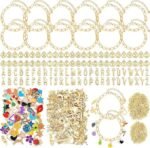 450PCS Charm Bracelet Making Kit | Paperclip Chain Set with Charms Letter Pendants
