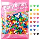 1200PCS Pony Beads Kit | 24 Colors Kandi Beads for Bracelets Keychains & Crafts
