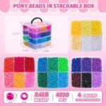 4200PCS Pony Beads Kit | 24 Colors Kandi Beads Bulk 6x9mm for DIY Crafts - Image 2